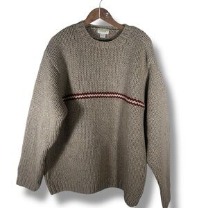Vintage J.Crew 100% Wool Hand Knit Subtle Stripe Thick Knit Sweater Size XLT